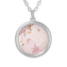 Rosa fjärilar anpassningsbar halsband