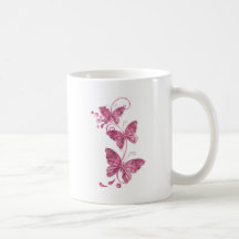 rosa fjärilar mugg