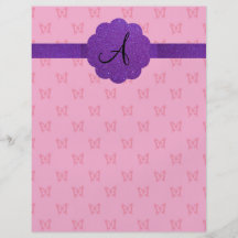 Rosa fjärilsmonogram personliga flygblad