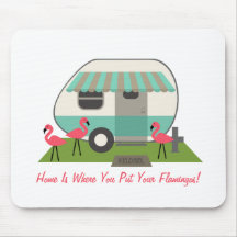 Rosa Flamingos & Retro campare Mousepad Mus Matta