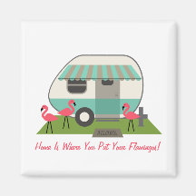Rosa Flamingos & Retro camparemagnet Magneter