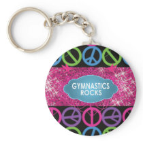 Rosa fred Keychain för gulliga gymnastiska stenar nyckelringar