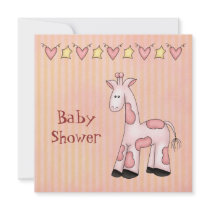 Rosa giraffbaby showerinbjudan