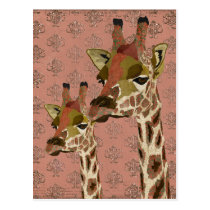 Rosa Giraffes Glitzy  Postcard vykort