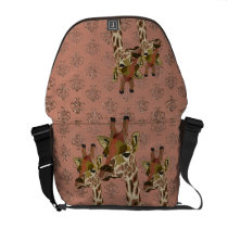 Rosa Giraffes Pink Glitzy Messenger Bag rickshaw messenger bags
