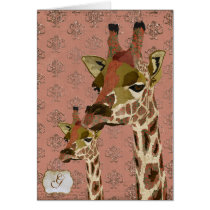 Rosa Giraffes Pink Glitzy  Monogram Notecard kort