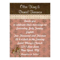 Rosa Giraffes Pink Glitzy Wedding Invitation inbjudningar