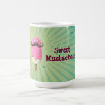 Rosa glass med mustascher kaffe mugg