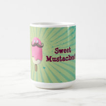 Rosa glass med mustascher kaffe mugg