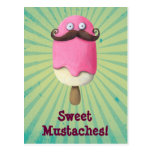 Rosa glass med mustascher vykort