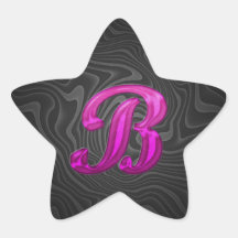 Rosa Glittery märka med sina initialer - B Stjärnformat Klistermärke