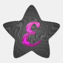 Rosa Glittery märka med sina initialer - E Stjärnformat Klistermärke