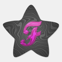 Rosa Glittery märka med sina initialer - F Stjärnformat Klistermärke
