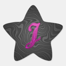 Rosa Glittery märka med sina initialer - J Klistermärke