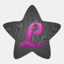 Rosa Glittery märka med sina initialer - L Stjärnformat Klistermärke