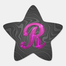 Rosa Glittery märka med sina initialer - R Stjärnformade Klistermärken