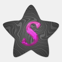 Rosa Glittery märka med sina initialer - S Stjärnformat Klistermärke