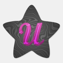Rosa Glittery märka med sina initialer - U Stjärnformat Klistermärke