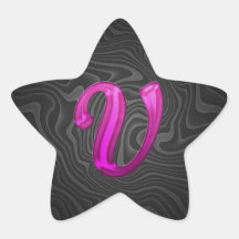 Rosa Glittery märka med sina initialer - V Stjärnformade Klistermärken