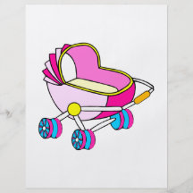 Rosa grafisk temabarnvagn flygblad designs