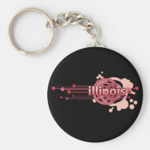 Rosa grafiskt cirklar Illinois Keychain mörk Nyckel Ring