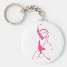 Rosa gymnastSilhouette Keychain Nyckel Ring