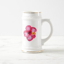 rosa hibiskusaloha blomma för röd vit mugg
