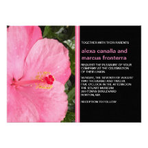 Rosa hibiskusbröllopinbjudan
