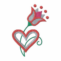 Rosa hjärta och blomma broderad skjorta