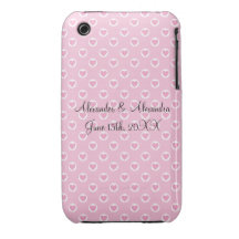 Rosa hjärtapolka dots som gifta sig favörer iPhone 3 cover