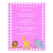Rosa inbjudan för plädbaby djurbaby shower
