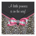 Rosa inbjudningar för LeopardPrincess baby shower