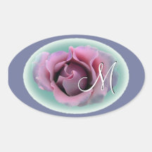 Rosa klistermärke för Oval för Monogram för Mintli