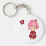 Rosa Kokeshi Triplet Keychain Nyckelringar