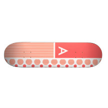 Rosa- & korallpolka dots, pricker skate board deck