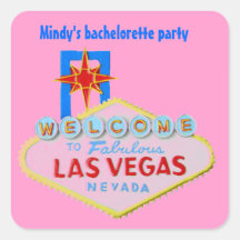 Rosa Las Vegas Bachelorette Fyrkantigt Klistermärke