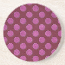 Rosa MagentaPolka pricker på rött vinläderstruktur Glasunderlägg