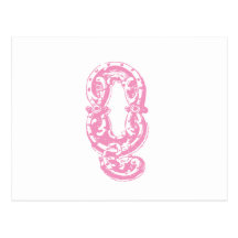Rosa Monogrammed brev Q Vykort