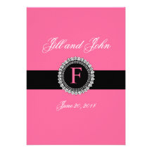 Rosa MonogramsF Fleur de Lis Bröllop inbjudningar