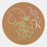 Rosa morgonhärligheter, Monogrambröllopklistermärk
