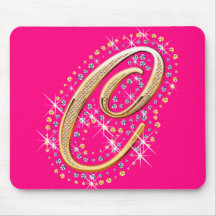 Rosa Mousepad med initialt C Mus Matta