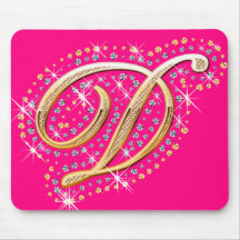 Rosa Mousepad med initialt D Mus Matta