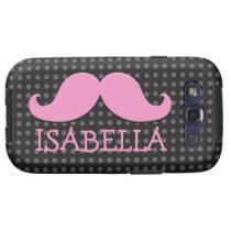 Rosa namn för mustaschsvartpolka dots casemate fodral
