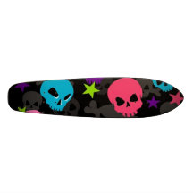 rosa- och blåttdöskalle skateboard