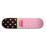 Rosa och brun polka dots flickaktigt för tekopp skate decks
