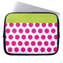 Rosa- och gröntpolkaen pricker laptop sleeve datorskydds fodral