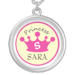 Rosa- och gultMonogramPrincess Halsband