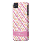 Rosa och orange plädmönster iPhone 4 Case-Mate fodral