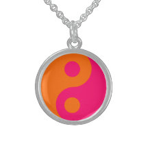 Rosa och orange Yin Yang Sterling Silver Halsband