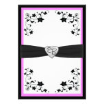 Rosa och svart blom- Monograminbjudan